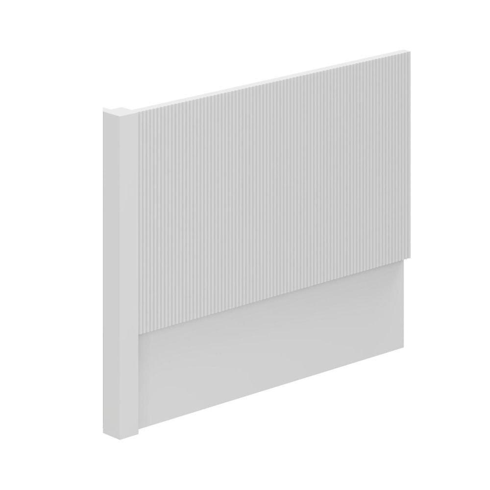 Bryce 800mm Ribbed Matt White End Bath Panel with Corner Post