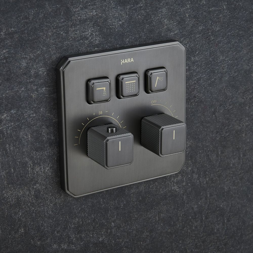 Flint Triple Outlet Concealed Valve Shower Pack - Gunmetal