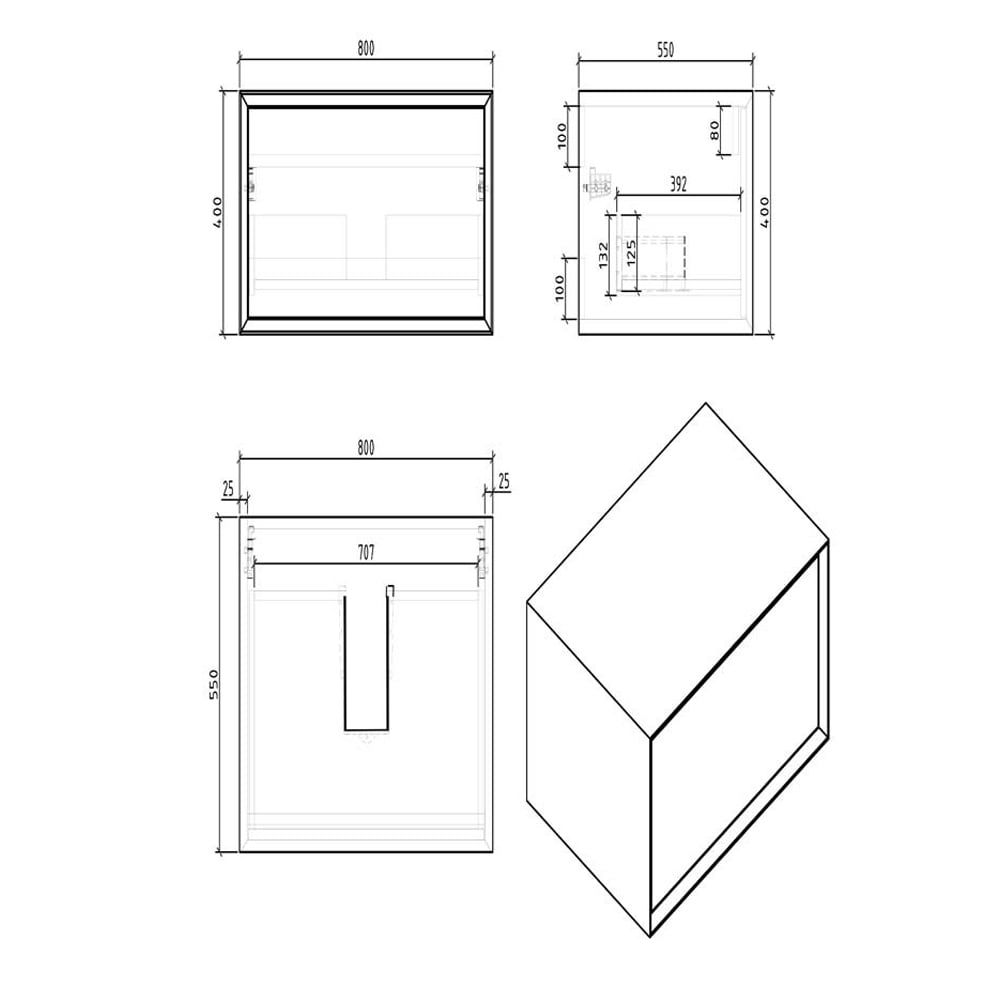 Devlin Black & Concrete Wall Hung Vanity Unit 800mm