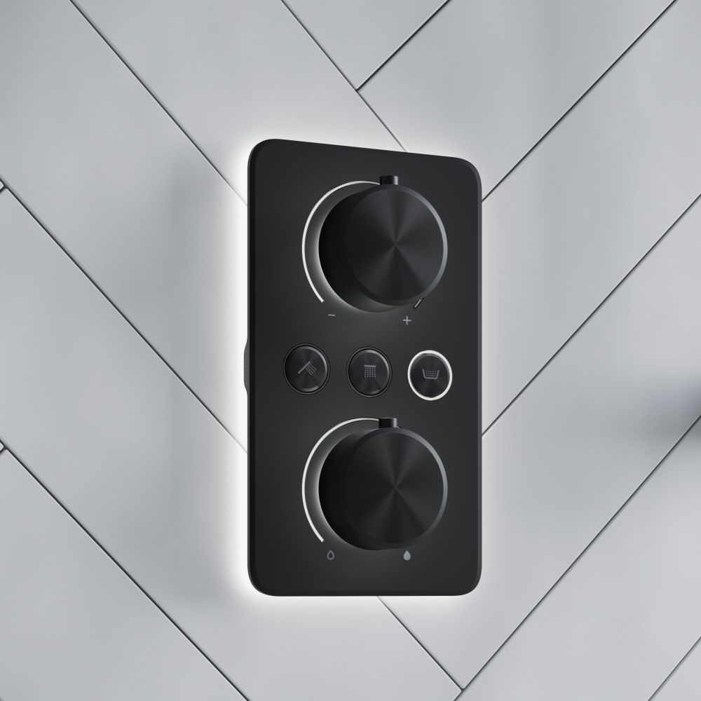 Aqualisa S1 Matt Black Smart Digital Shower Triple Outlet (Slide Rail Kit with Bath Filler and Fixed Wall Head) HP/Combi
