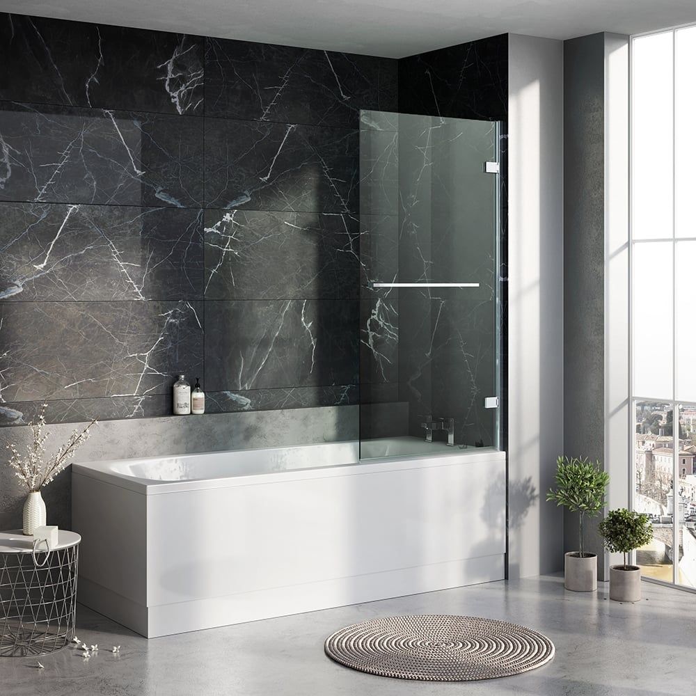 Lanka Chrome Hinged Bath Screen with Towel Rail