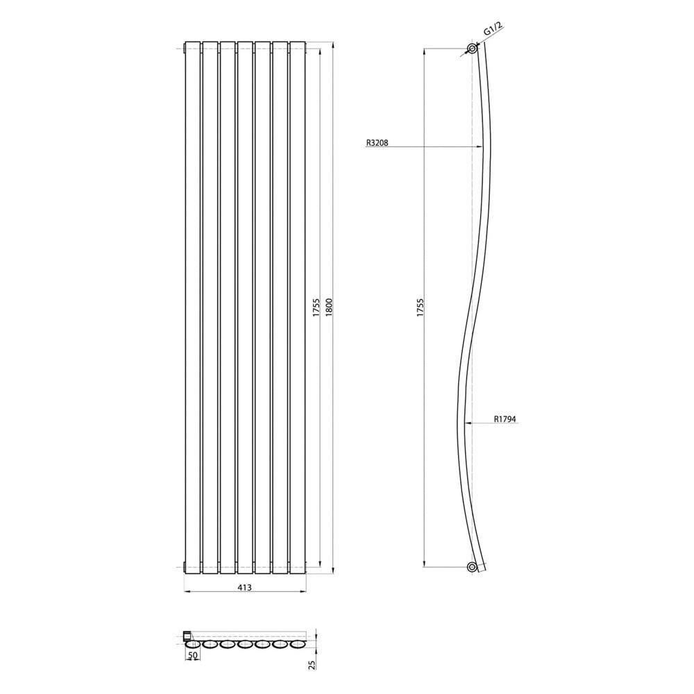Gamma White Vertical Wave Radiator 1785x413mm