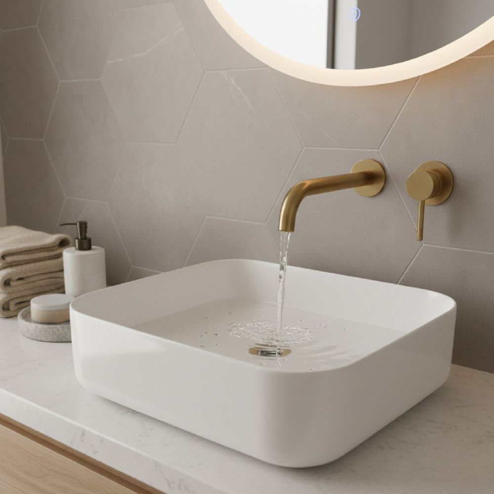 Orbit White Square Countertop Basin