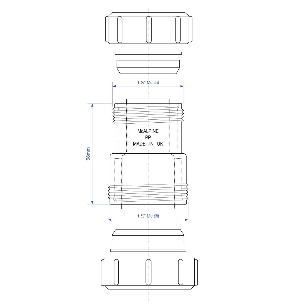 McAlpine 1½" x 1¼" Reducing Connector - ST28M