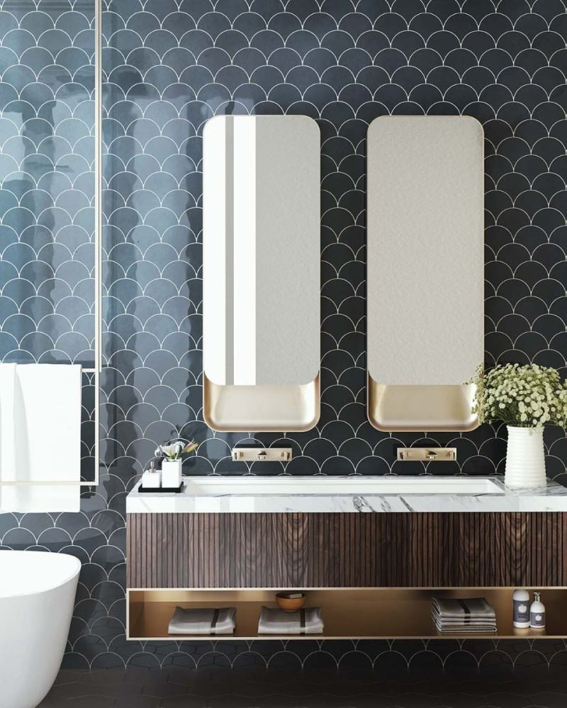 Pescara Ceramic Ocean Fan Tile 150x134mm