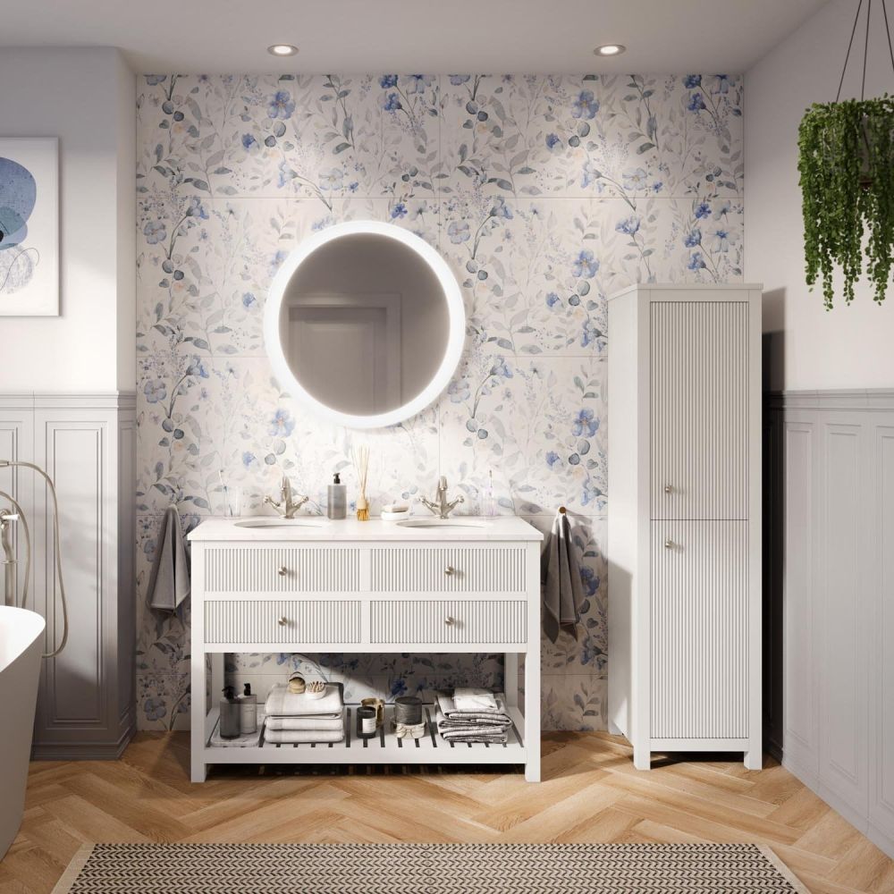 Addison Ribbed White 1200mm Floor Standing Vanity Unit