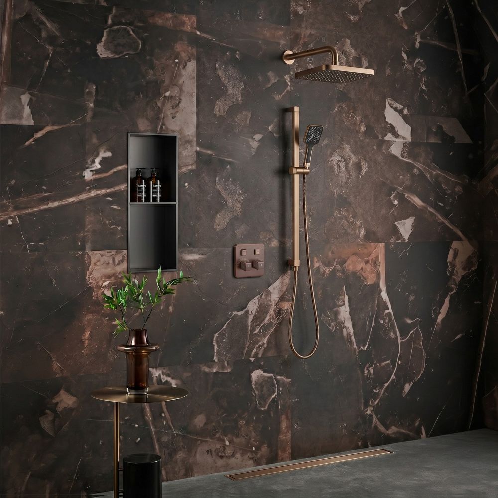Flint Brushed Bronze Double Outlet Concealed Valve Shower Pack