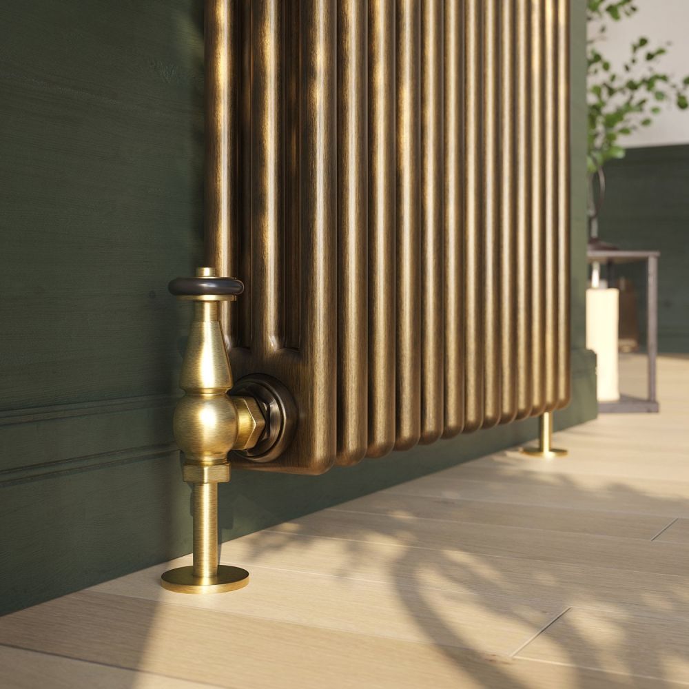 Clement Antique Brass Triple Vertical Column Radiator - 1800x200mm