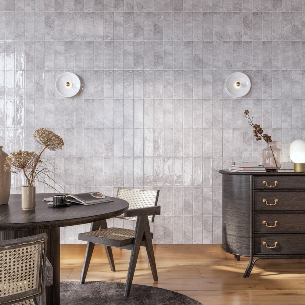 Lugano Grey Ceramic Brick Tile 100x300mm