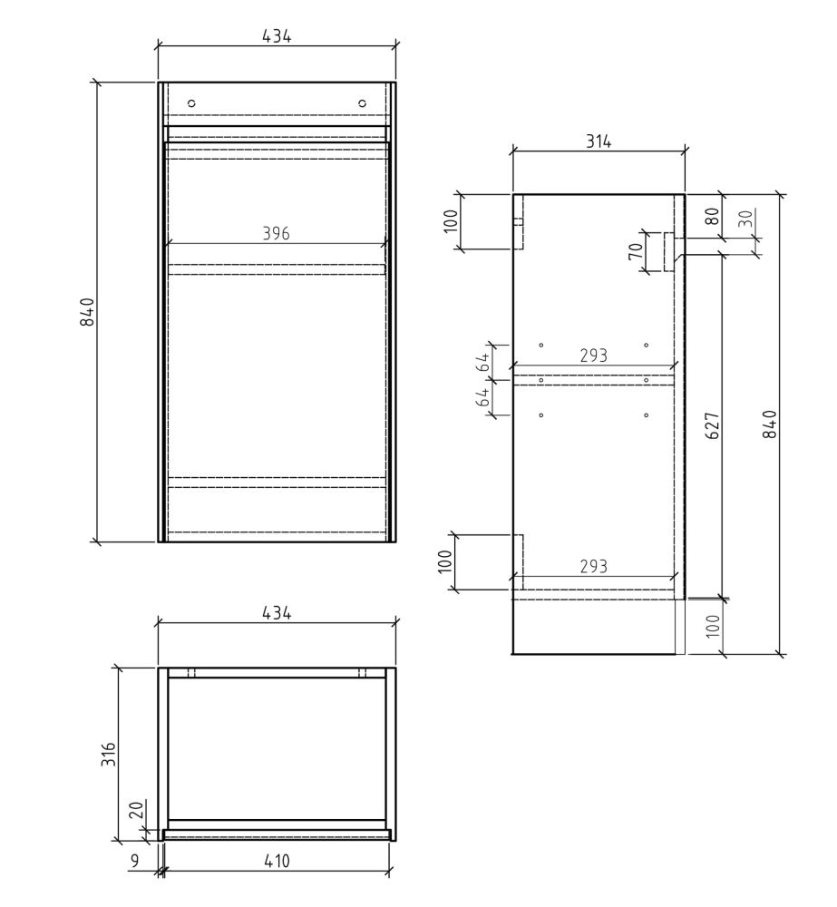 Odion Concrete Floor Standing Cloakroom Vanity Unit with Resin Basin 440mm