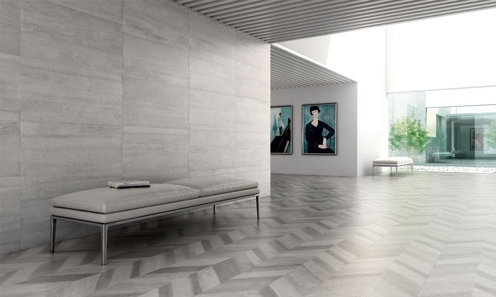Stratosphere Chevron Perla Matt Porcelain Tile 450x900mm
