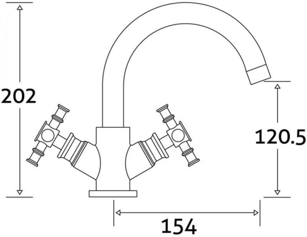 Butler Chrome Basin Mixer Tap Dimension Drawing