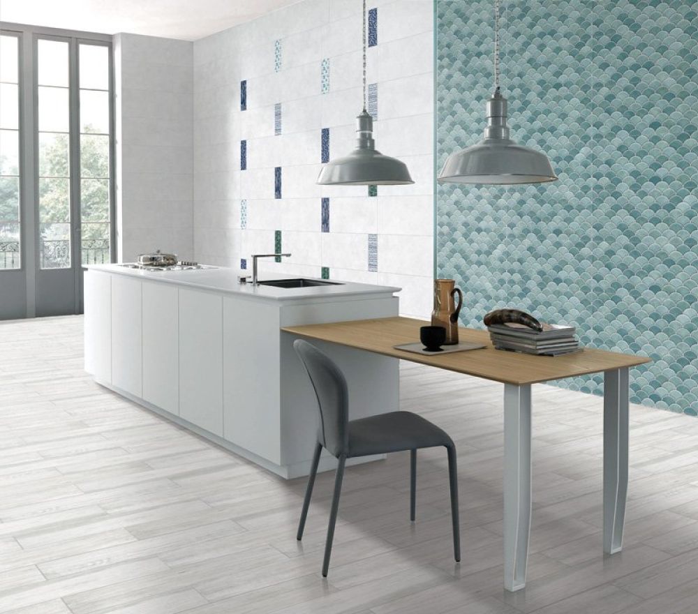 Atlantis Turquoise Gloss Decor Ceramic Tile 600x300mm