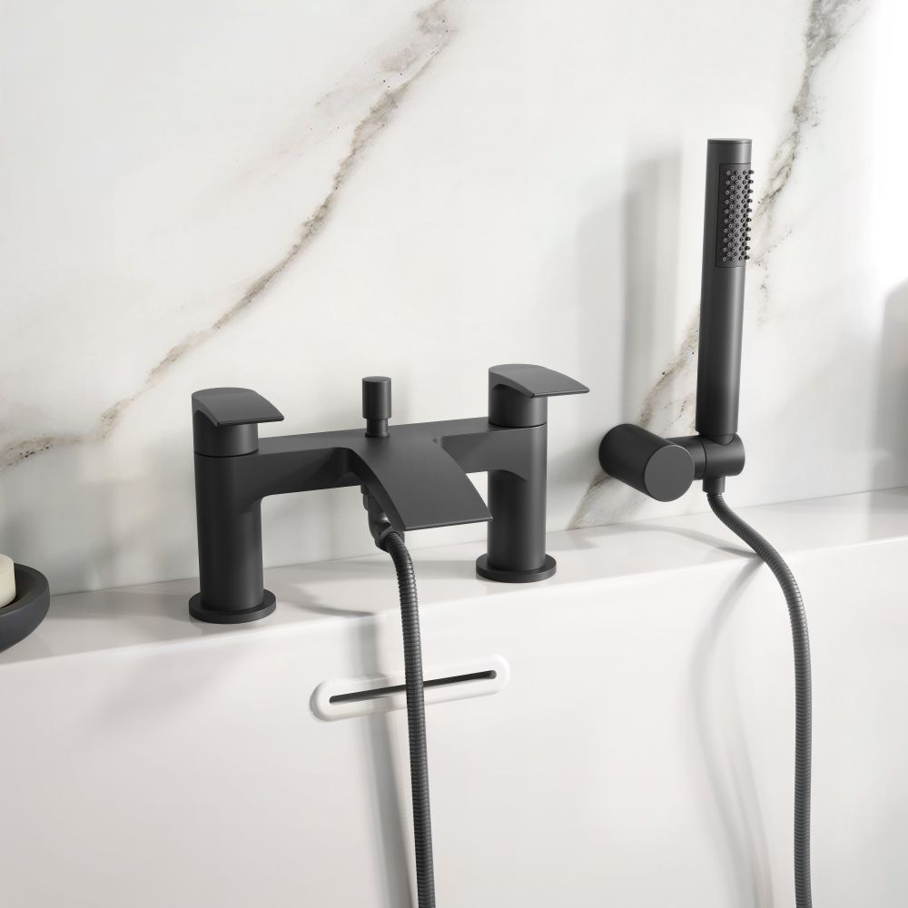 Tear Matt Black Bath Shower Mixer Tap