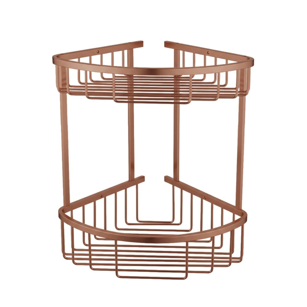Brushed Bronze Double Corner Shower Basket
