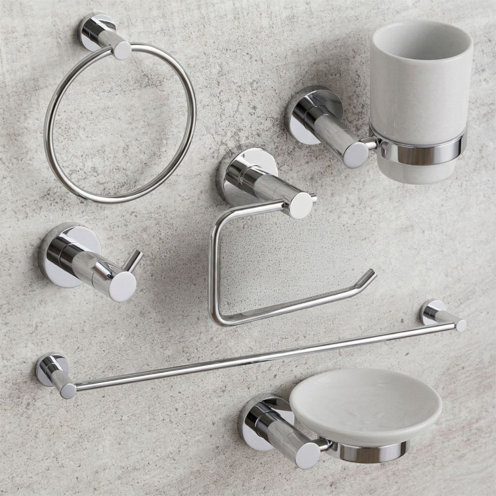 Round Chrome 6-Piece Bathroom Accessory Set