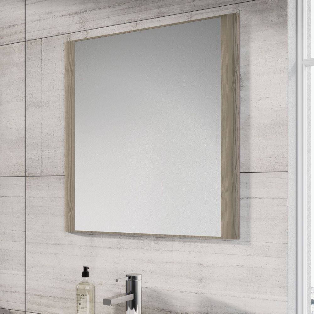 Esk Textured Stone Grey Frame Mirror 600x600mm