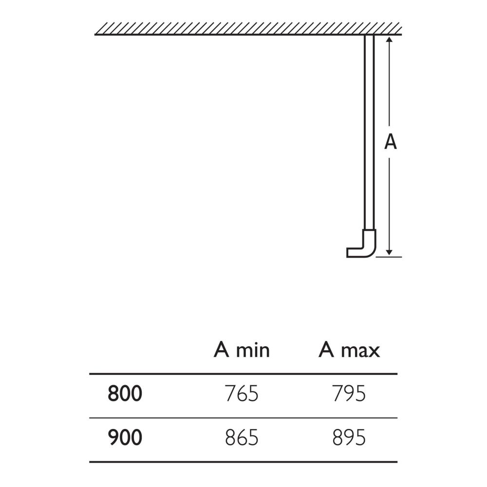 Glyn Chrome Frameless Shower Side Panel Spec Drawing
