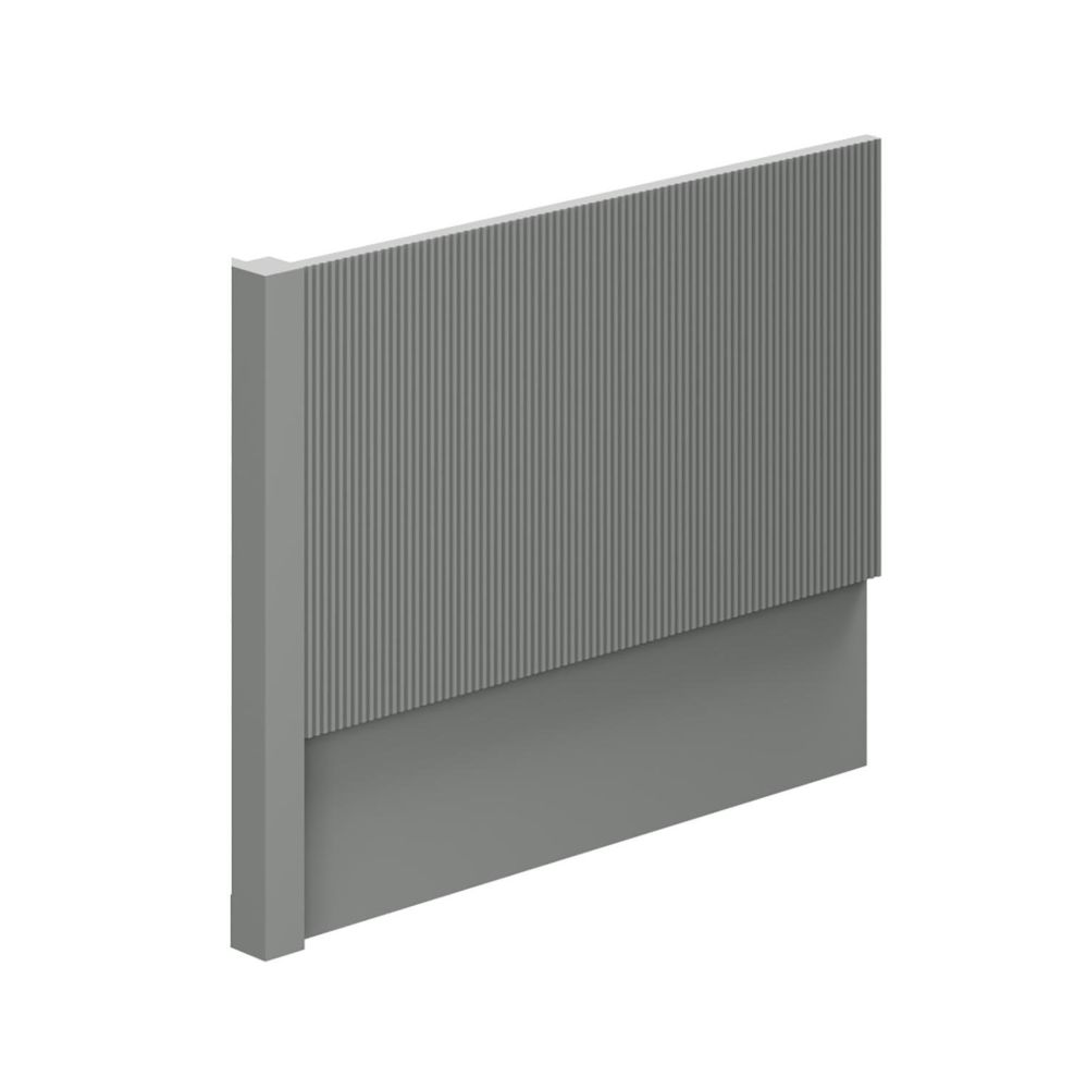 Bryce 800mm Ribbed Grey End Bath Panel with Corner Post