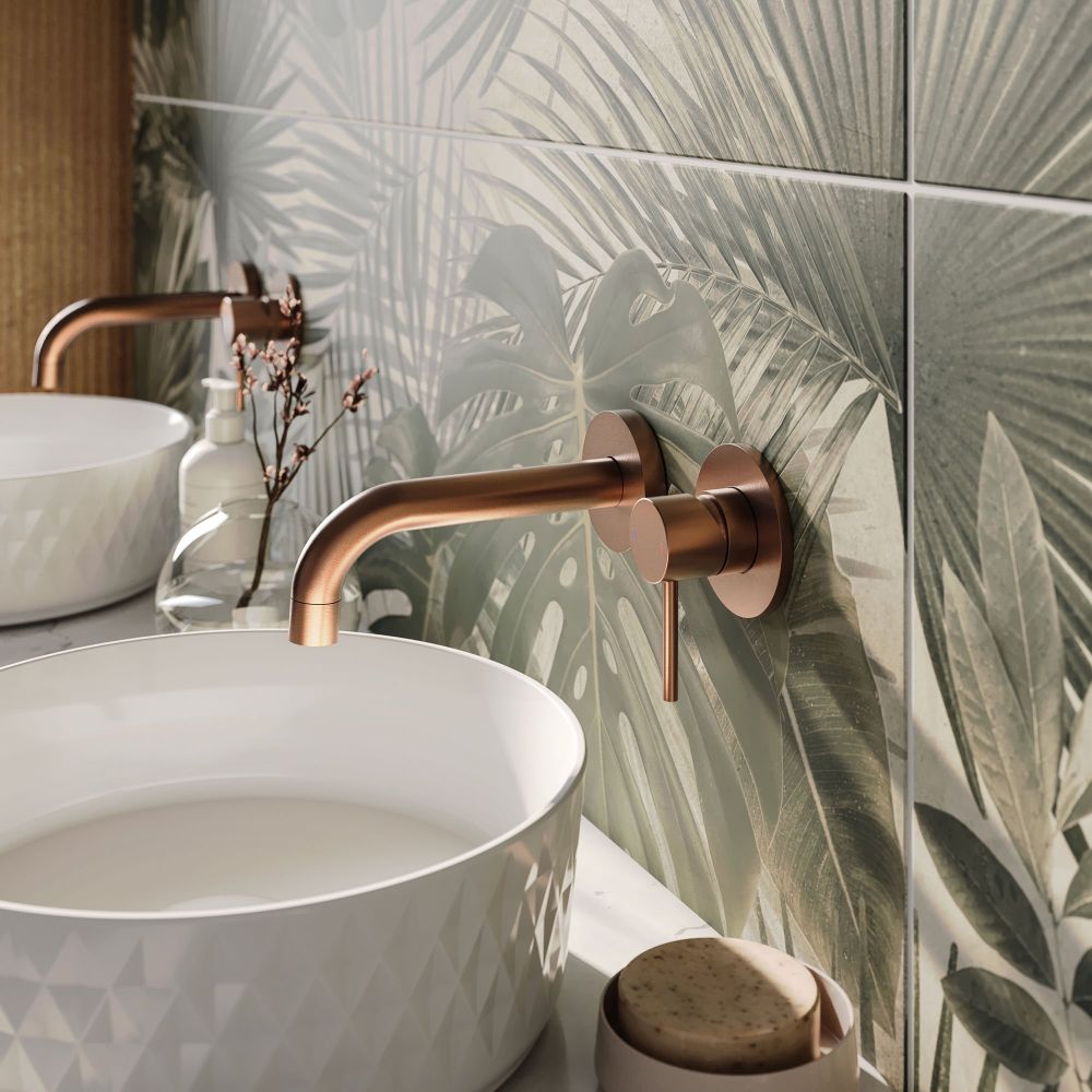 Elora Brushed Bronze Wall Mounted Basin Mixer Tap