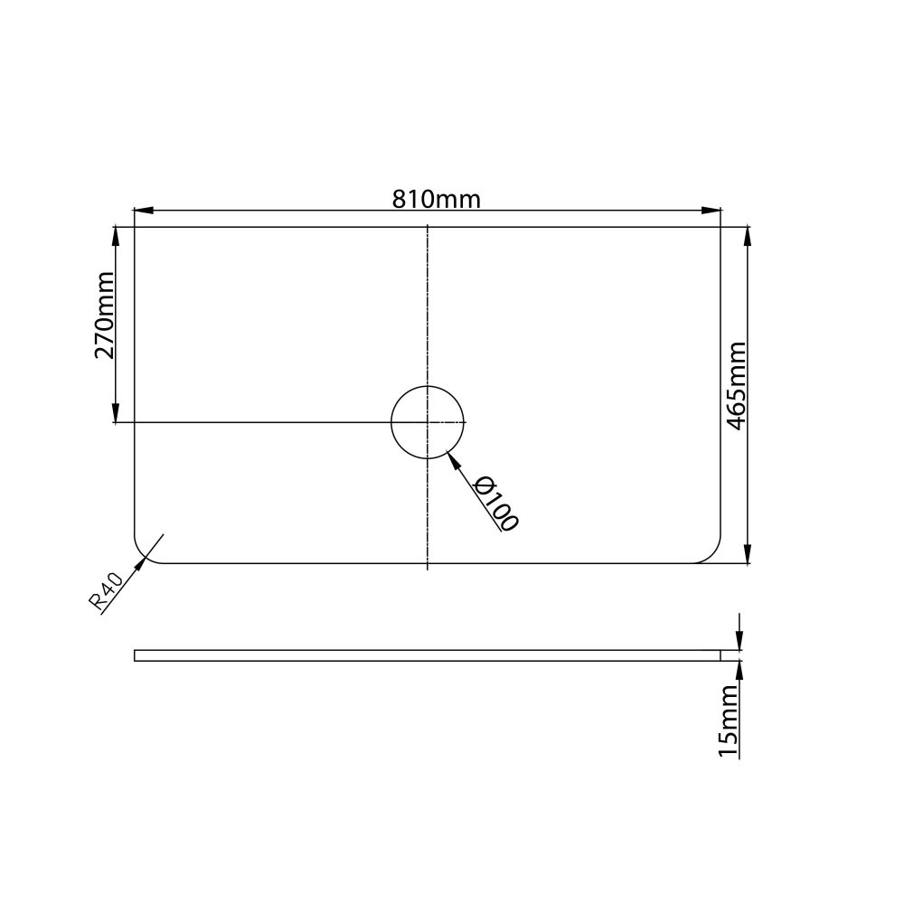 Ellis Wall Hung 800mm Vanity Unit Worktop Spec Drawing