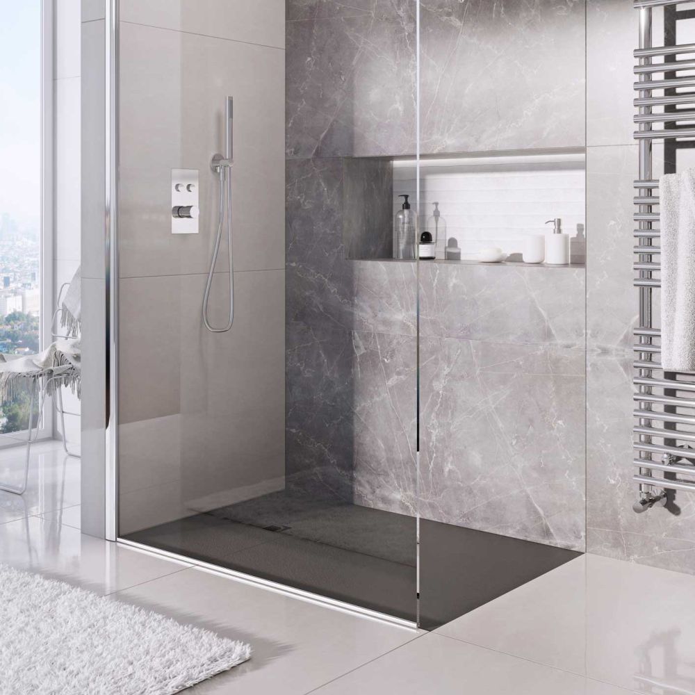 Peoria Anthracite Slate Effect Shower Tray