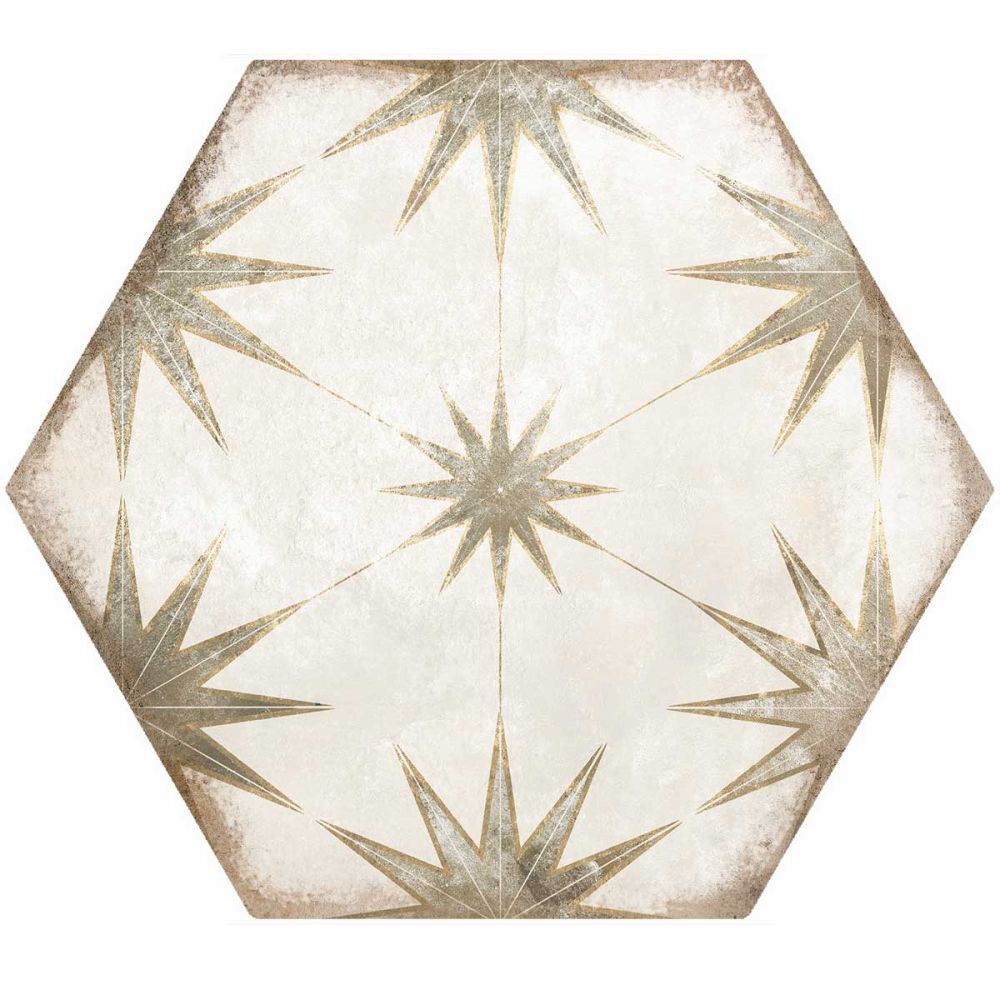 Elise Decor Taupe Hexagon Matt Porcelain Tile 228x198mm