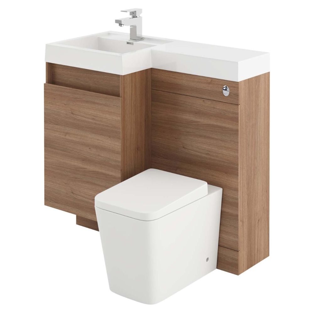 Summers Natural Oak Left Hand Combination Vanity Basin and WC Unit 900mm