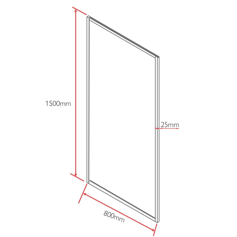 Amien Framed Clear Glass Bath Screen - Matt Black 1500x800 specification