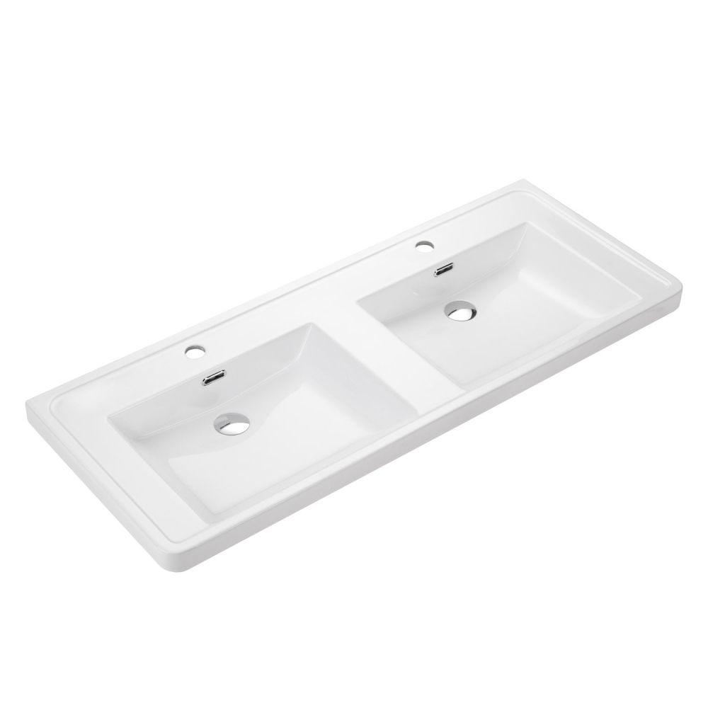 Erin 900mm ceramic basin from above angled view
