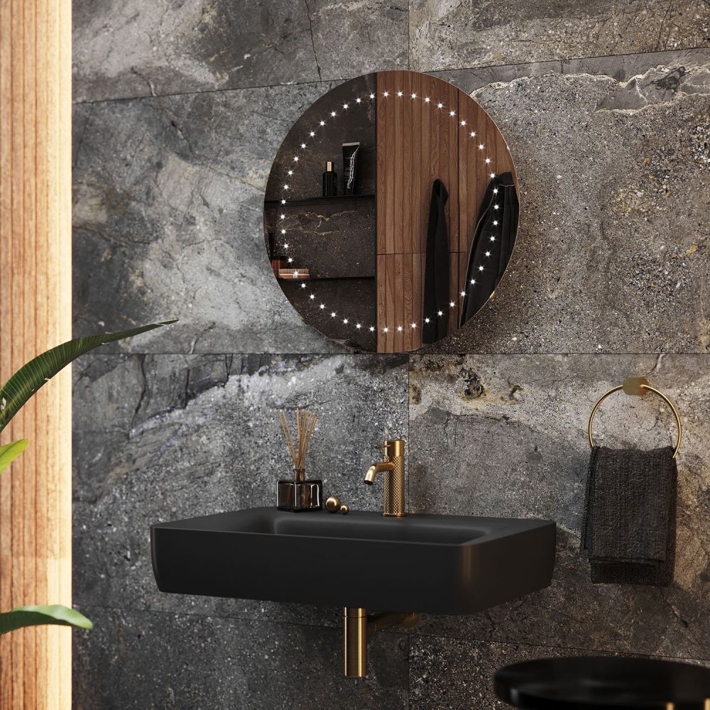 Ciara Round Battery Operated LED Bathroom Mirror 600x600mm Lifestyle