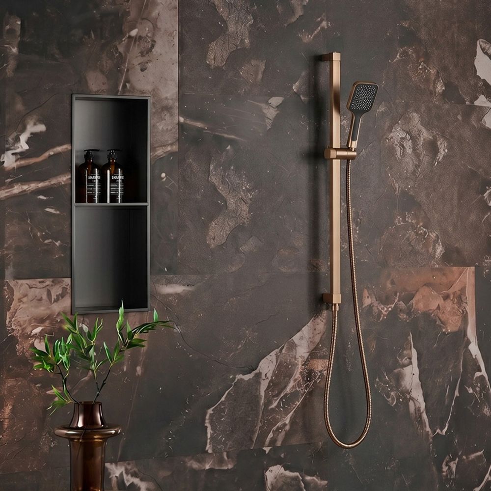Flint Brushed Bronze Square Shower Slide Rail Kit