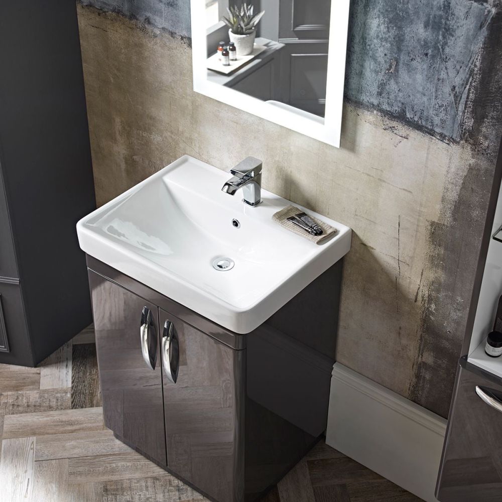Tavistock Compass Gloss Clay Floor Standing Vanity Unit with Ceramic Basin 600mm