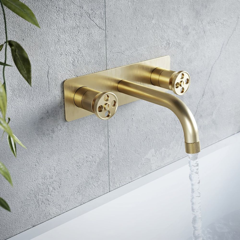 Urban Brushed Gold Wall Mounted Bath Tap - lifestyle image