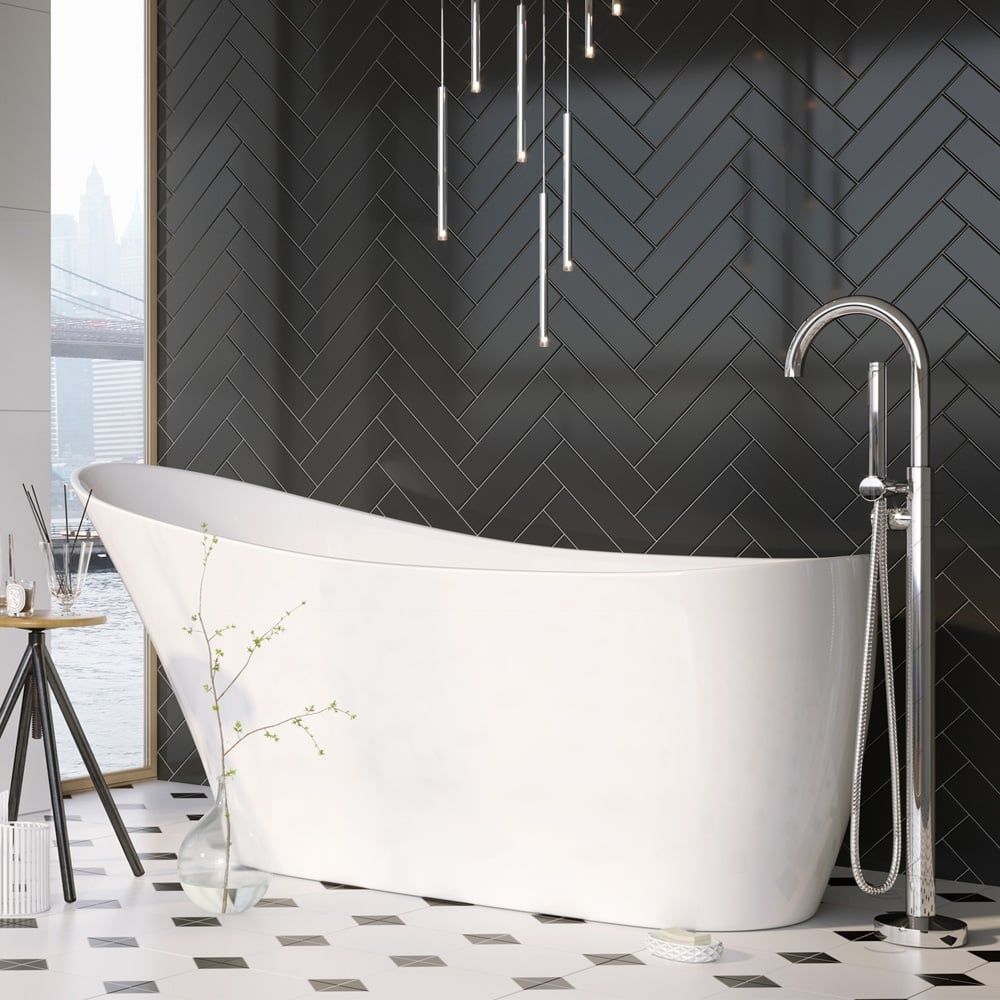 Modern roomset showcasing the Sandhurst Freestanding Acrylic Bath 1680x730mm