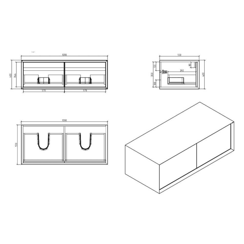 Devlin Black & Concrete Wall Hung Vanity Unit 1200mm