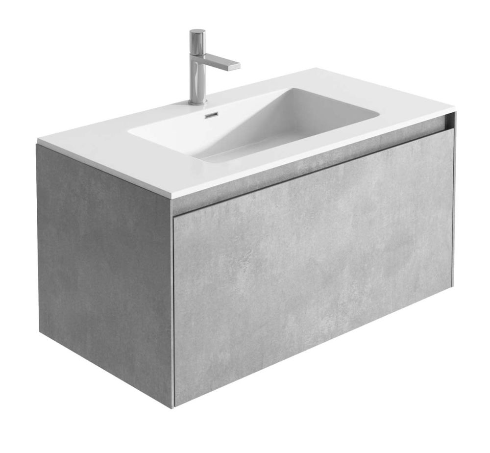 Odion Concrete Wall Hung Vanity Unit with White Basin 900mm