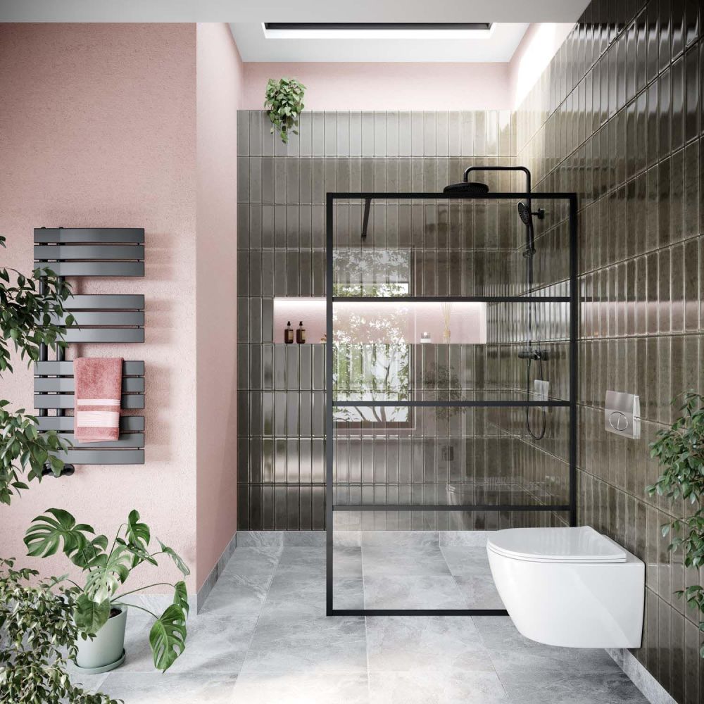 Amien Matt Black Horizontal Framed Shower Screen