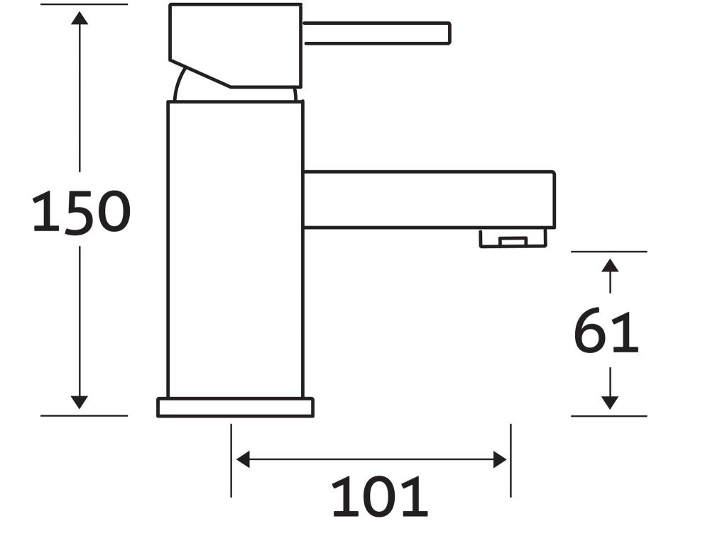Venture Chrome Basin Mixer Tap Dimension Drawing