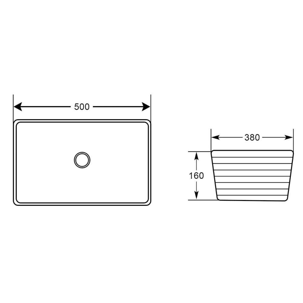 Calgary Ribbed White Rectangle Countertop Basin SPEC