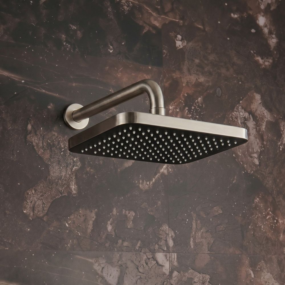 Flint Brushed Nickel Square Rainfall Shower Head & Arm