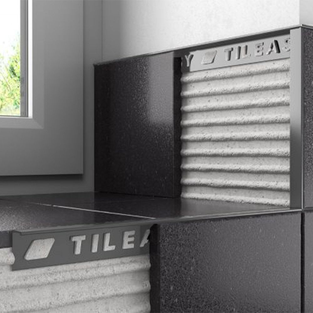 Tileasy Square 12mm Textured Pebble Grey Tile Trim