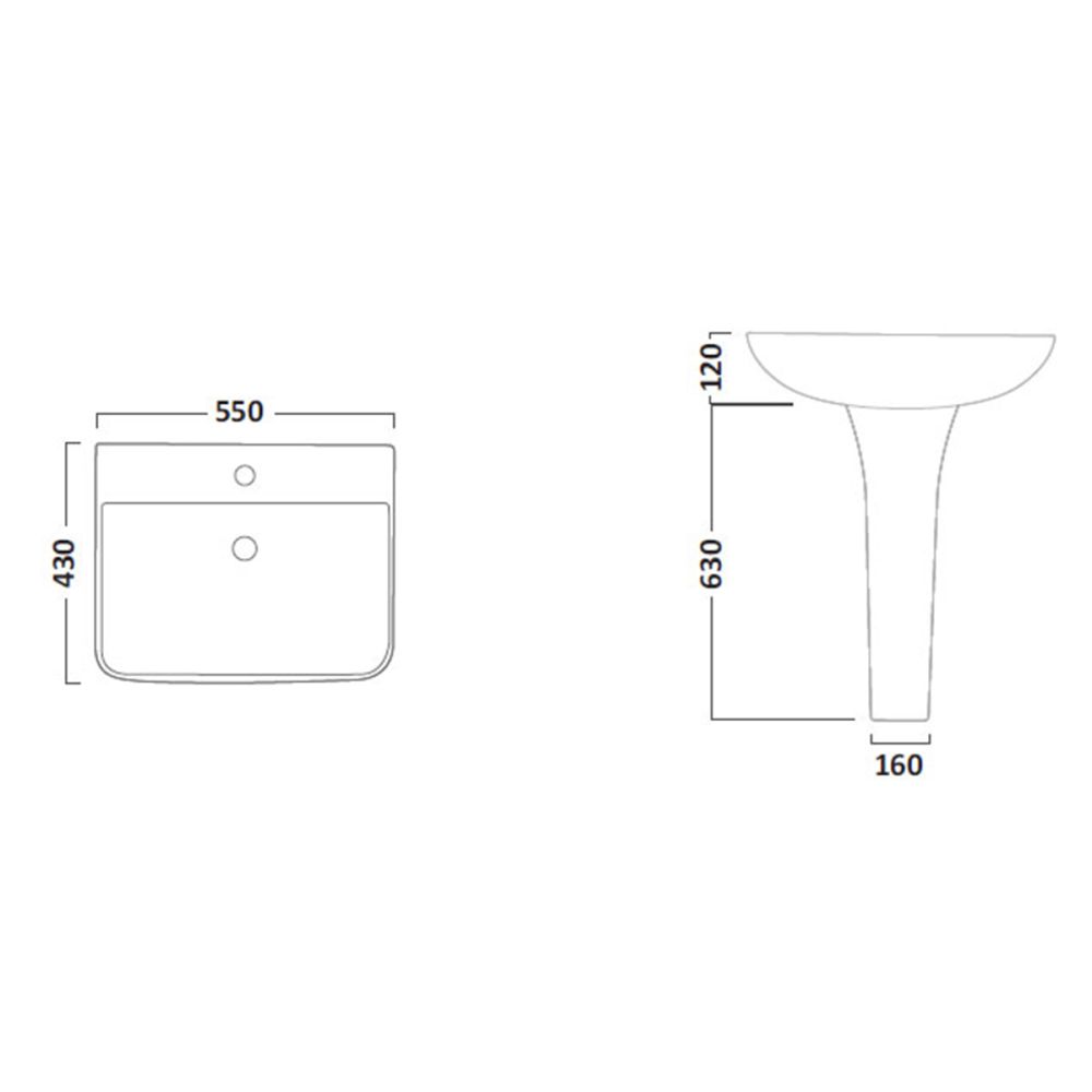 Tavistock Structure Slim Full Pedestal Basin