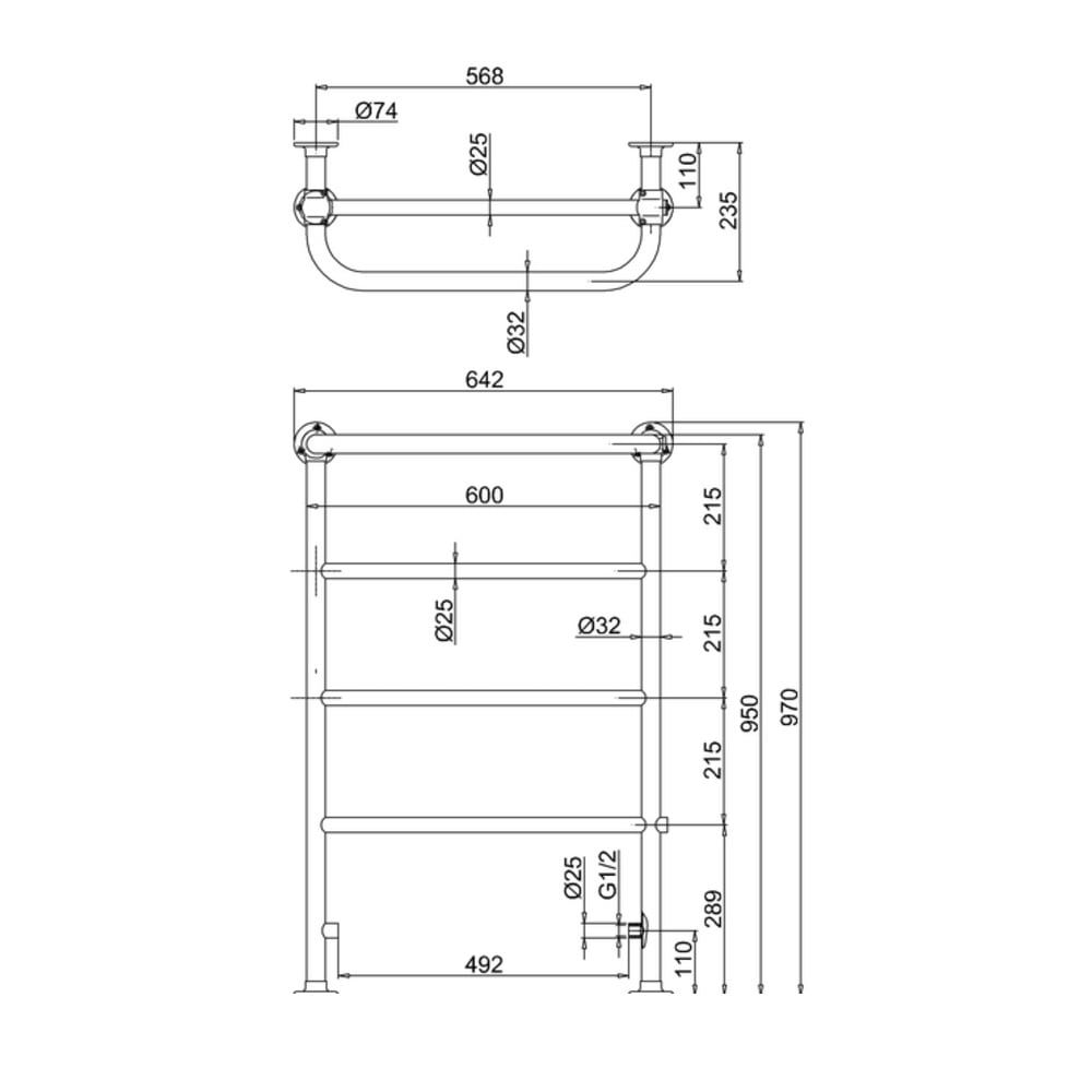 Burlington Berkeley Chrome Heated Towel Rail 950x642mm