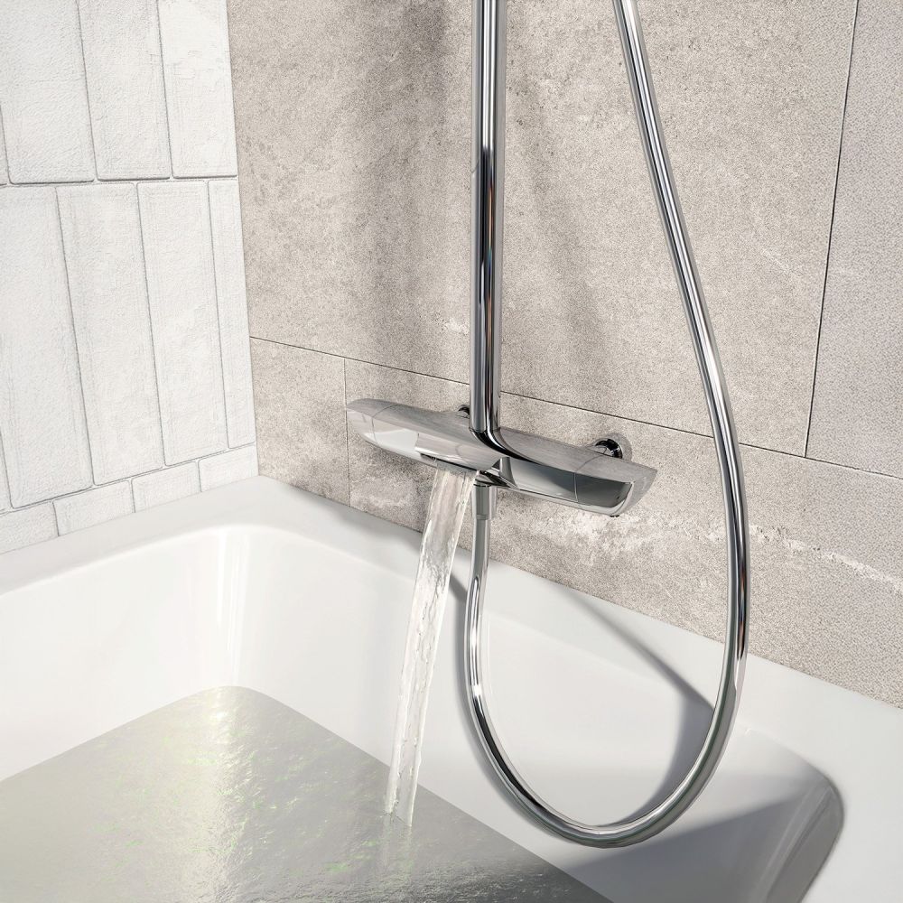 Zena Chrome Thermostatic Shower Pack with Bath Spout