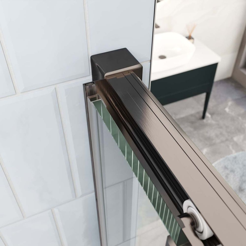Fabio Gunmetal Sliding Shower Door Quadrant 900x900mm