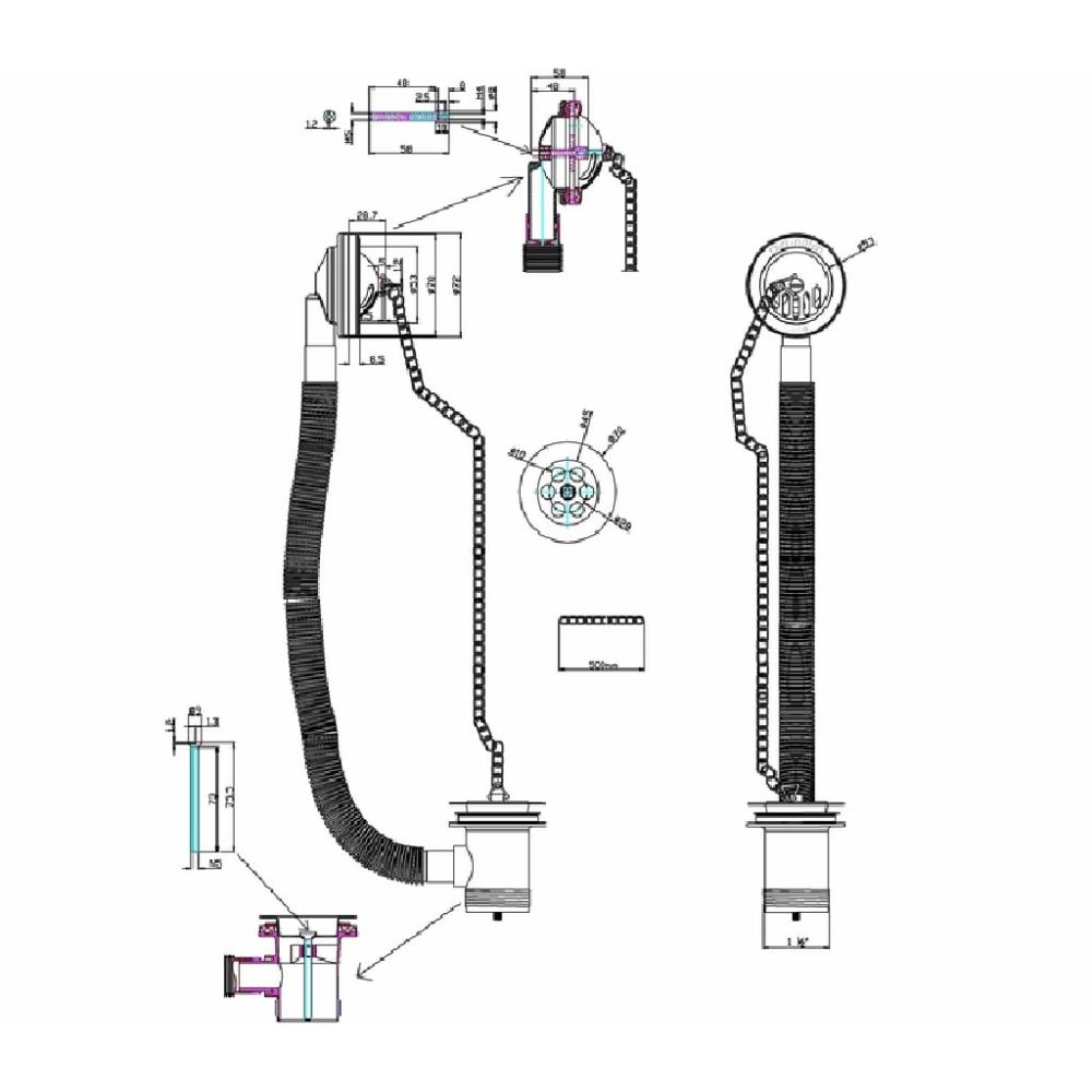 Burlington Chrome Plug & Chain Bath Waste