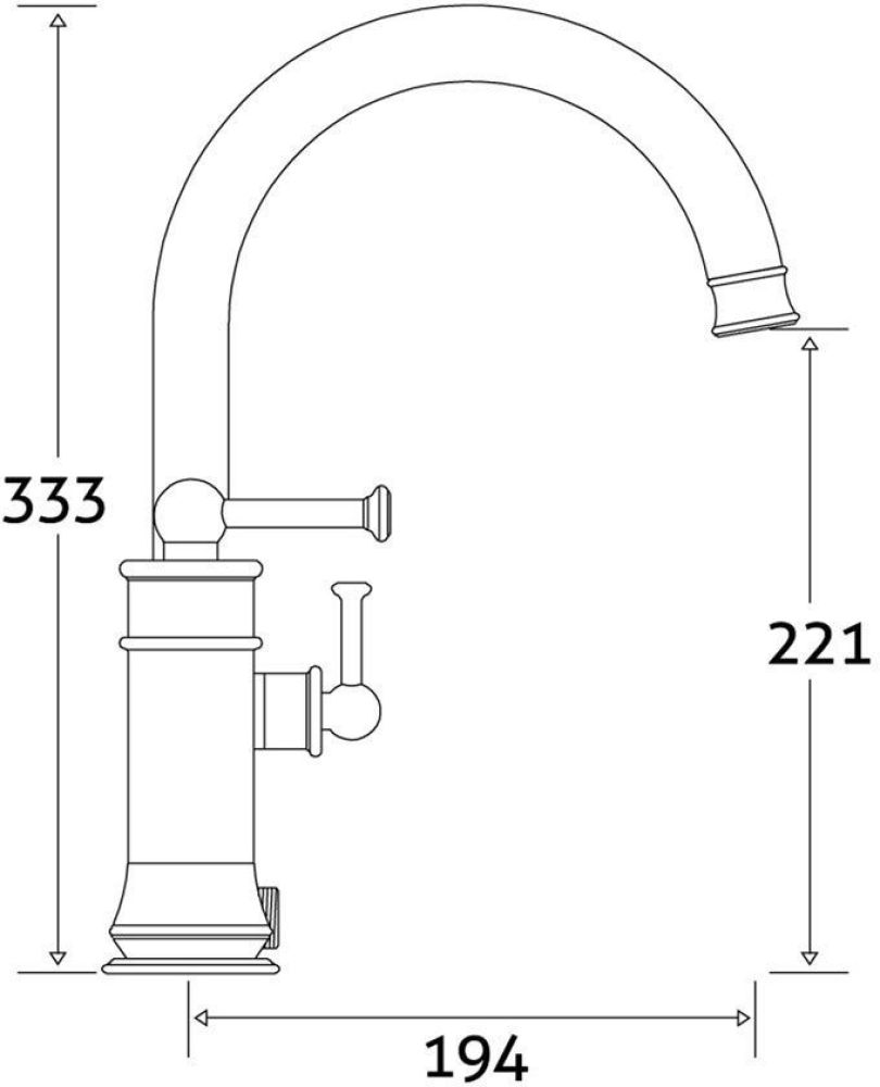 Traditional Bath Shower Mixer Tap Dimension Drawing