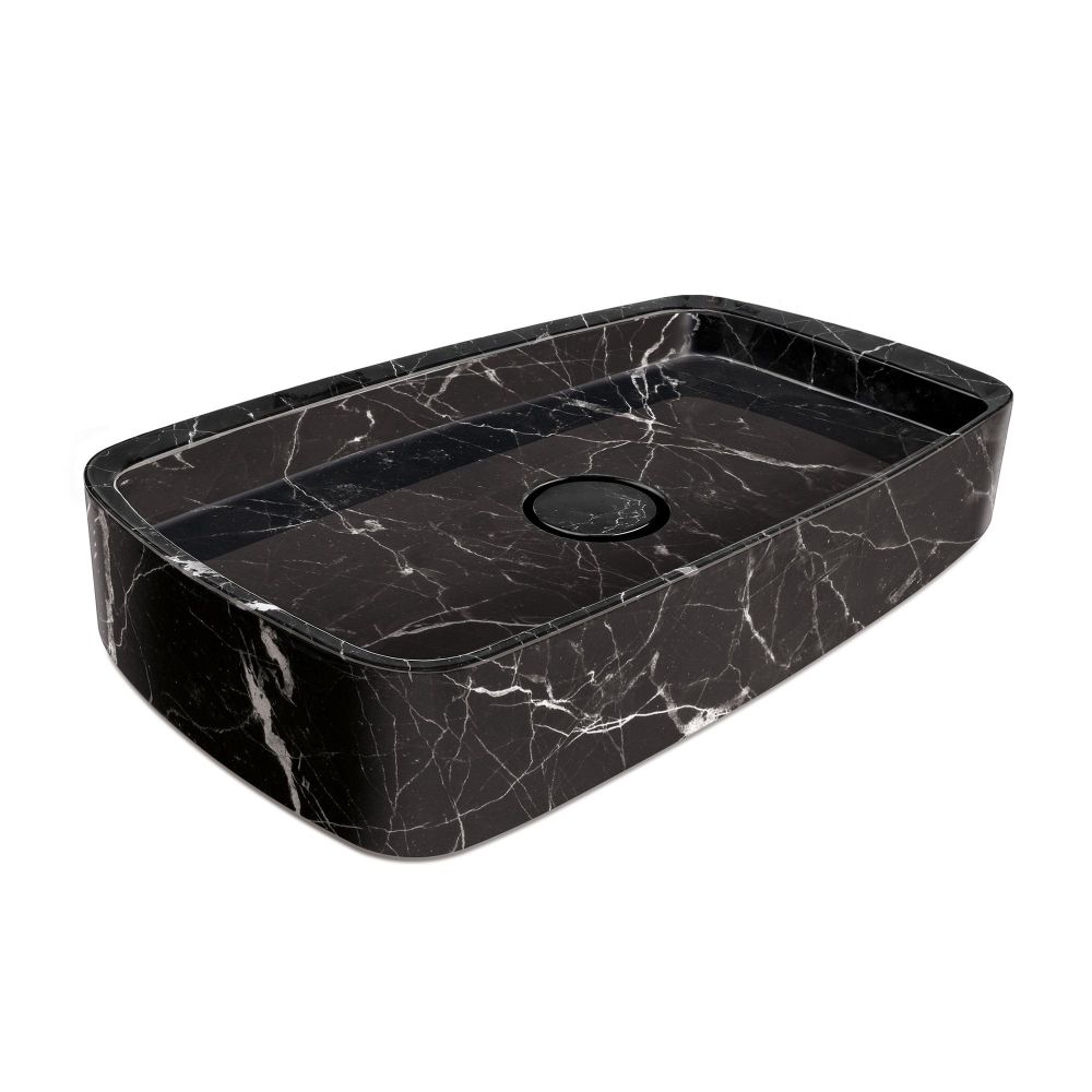 Marzio Nero Honed Marble Rounded Rectangle Basin 212987