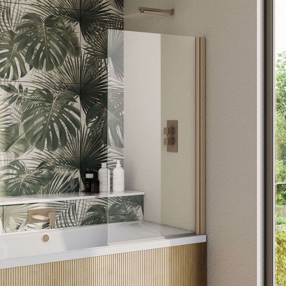 Moxby Brushed Gold Single Pivot Bath Screen